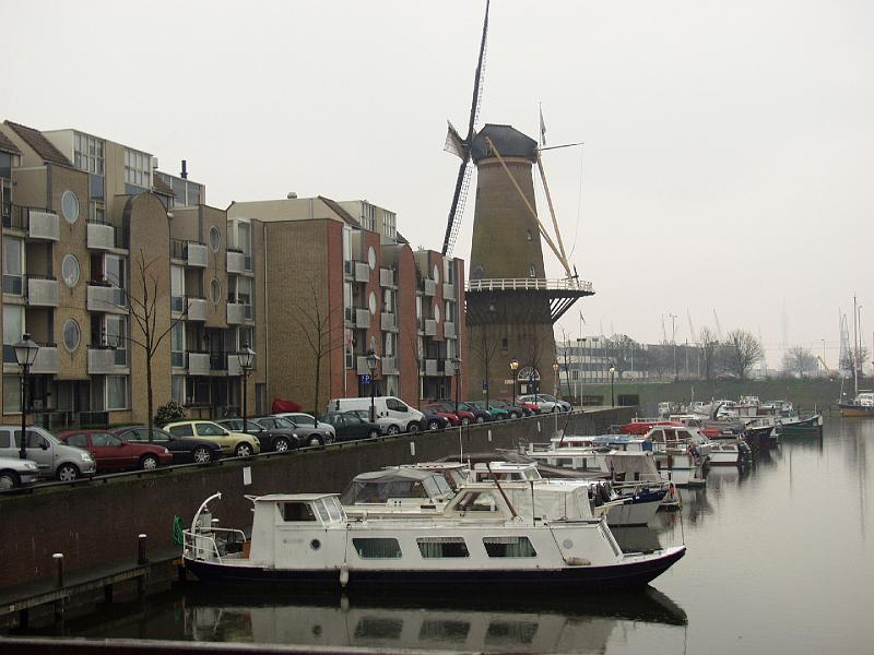 P3275955.jpg - Windmill along old Delft Harbor.