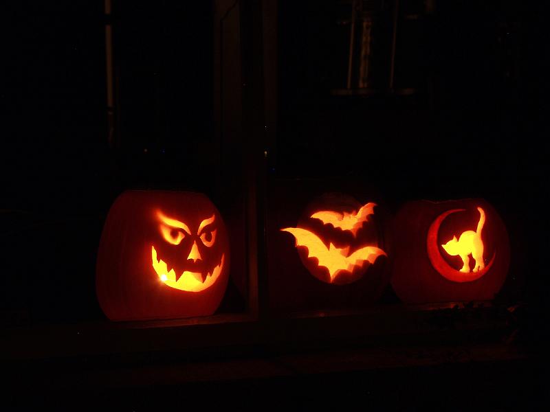PA307718.jpg - Our pumpkins.  This was the signal for the trick-or-treaters that this house was fair game.